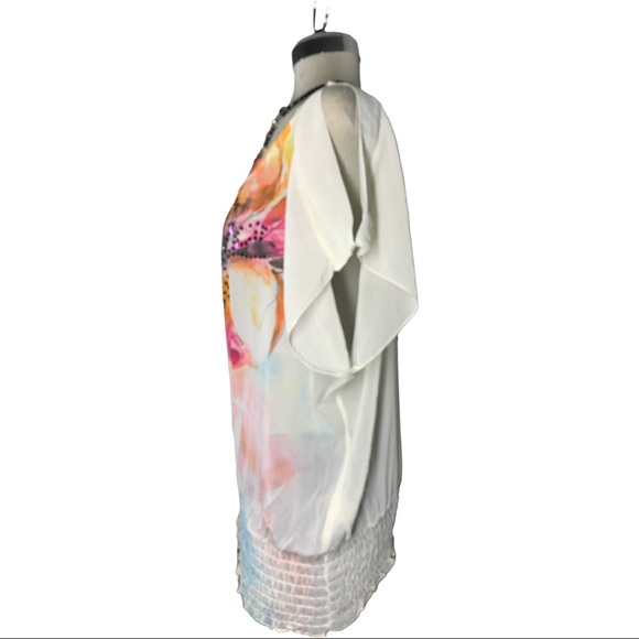 Suzy Shier White Front Flower Embellish Size L - Picture 2 of 12